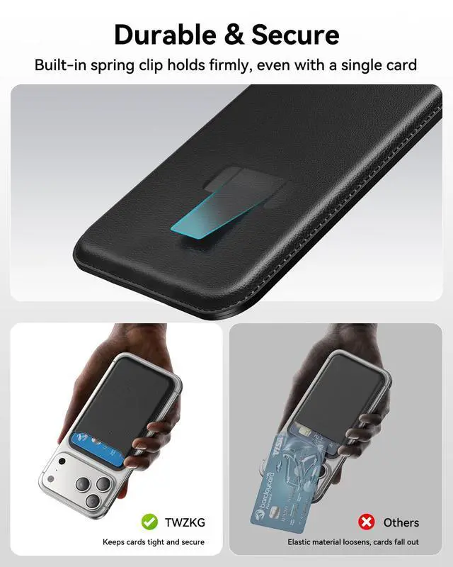 Alt view image 6 of 7 - for MagSafe Wallet, 3 Card Holder, Magnetic Slim Phone Wallet for iPhone 17/16/15/14/13/12 Pro Max Plus Air Series,RFID Blocking Vegan Leather, Black