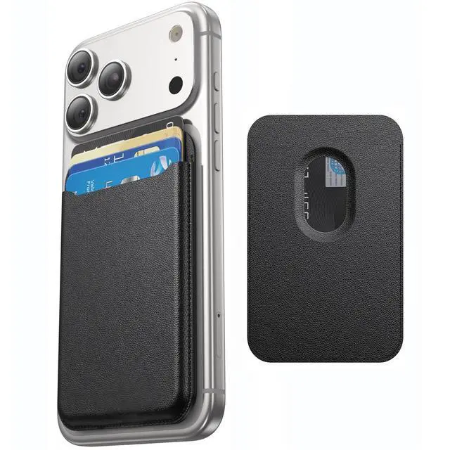 Alt view image 7 of 7 - for MagSafe Wallet, 3 Card Holder, Magnetic Slim Phone Wallet for iPhone 17/16/15/14/13/12 Pro Max Plus Air Series,RFID Blocking Vegan Leather, Black