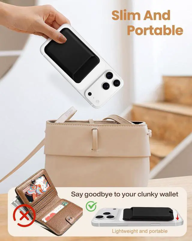 Alt view image 3 of 6 - Compatible with Magsafe Wallet with Stand - Magnetic Wallets for iPhone 17/16/15/14/13/12 Series Slim Leather Minimalist Magnet Phone Card Holder for Men Women Fit 4 Cards, Black