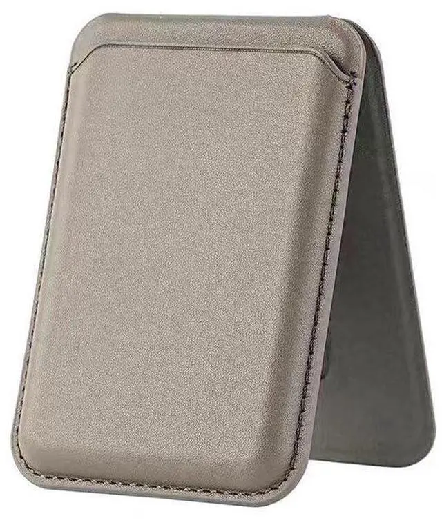 Main image of Magnetic Card Holder Stand for iPhone 17/16/15/14/13/12 Series, 2-in-1 Ultra-Thin Adjustable Stronger Magnetic Wallet, Leather Card Clip, Holds 2-5 Cards (Gray)
