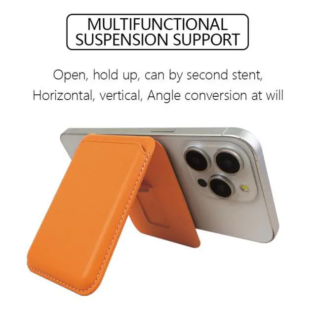 Alt view image 5 of 7 - Magnetic Card Holder Stand for iPhone 17/16/15/14/13/12 Series, 2-in-1 Ultra-Thin Adjustable Stronger Magnetic Wallet, Leather Card Clip, Holds 2-5 Cards (Gray)