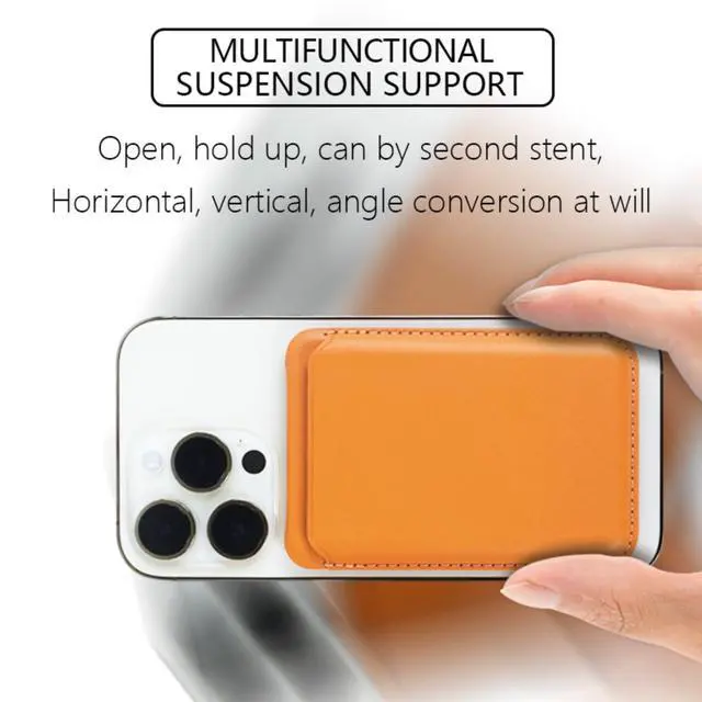 Alt view image 6 of 7 - Magnetic Card Holder Stand for iPhone 17/16/15/14/13/12 Series, 2-in-1 Ultra-Thin Adjustable Stronger Magnetic Wallet, Leather Card Clip, Holds 2-5 Cards (Gray)