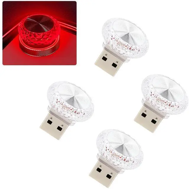 Main image of 4PCS Mini USB LED Car Interior Atmosphere Lamp for Decor, Red