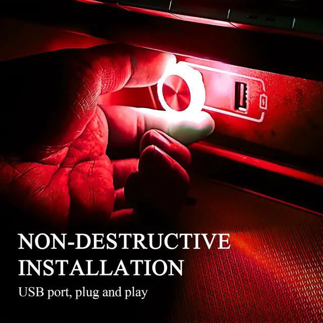 Alt view image 4 of 6 - 4PCS Mini USB LED Car Interior Atmosphere Lamp for Decor, Red