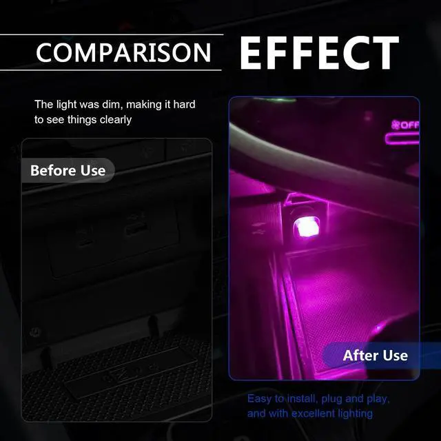 Alt view image 6 of 7 - 7 Pieces Car Ambient Lighting Kit USB LED Atmosphere Lamp with 7 Color Options Rechargeable Multicolor Interior Night Light for Car Truck Van SUV and Laptop Decor