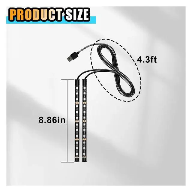 Alt view image 2 of 6 - Universal Car LED Strip Light, USB Port Auto Interior Decorative Lamp, 12V Under Dash Ambient Night Light, 24 LEDs RGB Neon Interior Atmosphere Lights, LED Ambient Lights for Car SUV (Red, USB)