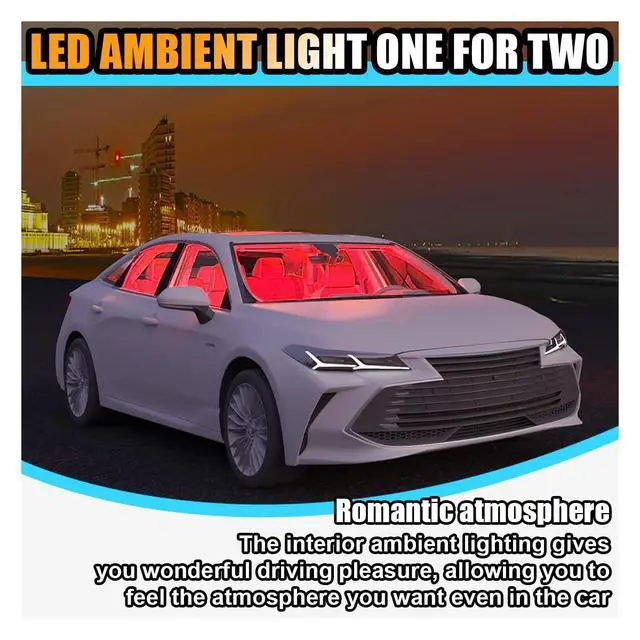 Alt view image 3 of 6 - Universal Car LED Strip Light, USB Port Auto Interior Decorative Lamp, 12V Under Dash Ambient Night Light, 24 LEDs RGB Neon Interior Atmosphere Lights, LED Ambient Lights for Car SUV (Red, USB)