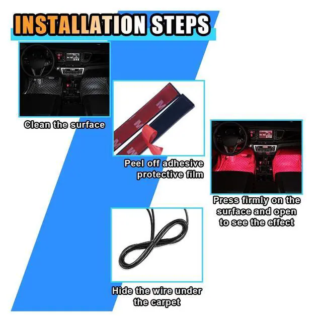 Alt view image 6 of 6 - Universal Car LED Strip Light, USB Port Auto Interior Decorative Lamp, 12V Under Dash Ambient Night Light, 24 LEDs RGB Neon Interior Atmosphere Lights, LED Ambient Lights for Car SUV (Red, USB)