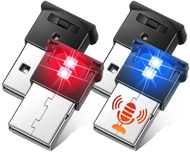 Main image of 4 Pcs Mini USB LED Interior Lighting for Car, Music Sync Smart Atmosphere Light, DC 5V, Adjustable Brightness, 8 Colors, Compatible With Laptop Keyboard, Office, Home