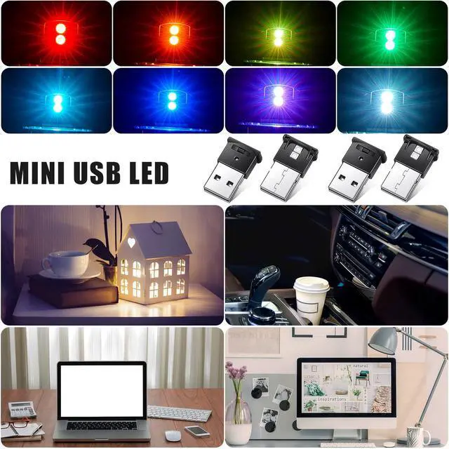 Alt view image 6 of 6 - 4 Pcs Mini USB LED Interior Lighting for Car, Music Sync Smart Atmosphere Light, DC 5V, Adjustable Brightness, 8 Colors, Compatible With Laptop Keyboard, Office, Home