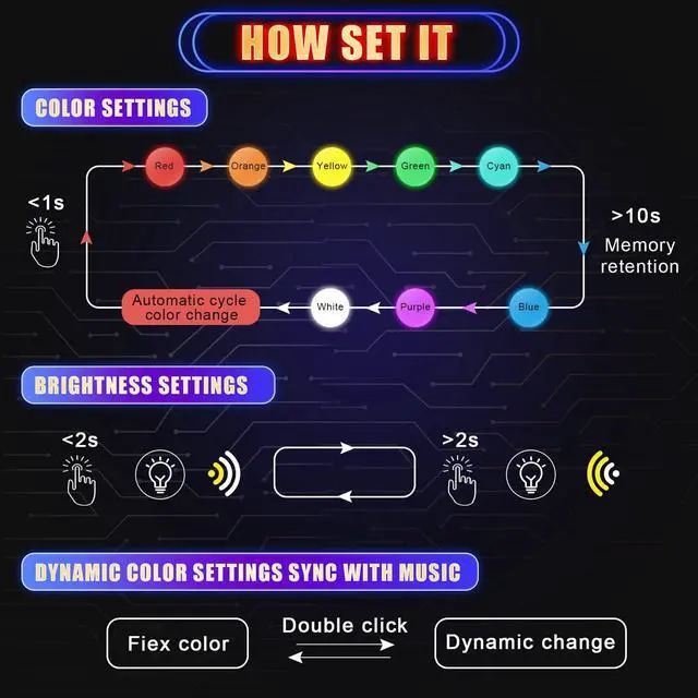 Alt view image 5 of 6 - 4 Pcs Mini USB LED Interior Lighting for Car, Music Sync Smart Atmosphere Light, DC 5V, Adjustable Brightness, 8 Colors, Compatible With Laptop Keyboard, Office, Home
