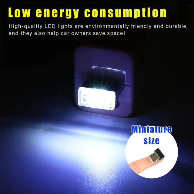 Alt view image 5 of 6 - 4 PCS USB LED Car Interior Atmosphere Lamp, Plug-in USB Decor Night Light, Portable Auto Ambient Lighting Kit, Universal Vehicle Interior Accessories for Most Cars (White)