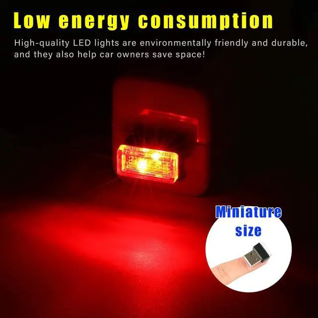 Alt view image 5 of 6 - 4 PCS USB LED Car Interior Atmosphere Lamp, Plug-in USB Decor Night Light, Portable Auto Ambient Lighting Kit, Universal Vehicle Interior Accessories for Most Cars (White & Red)