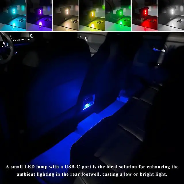 Alt view image 5 of 6 - 2 PCS USB Type C LED Ambient Light, 8 Colors RGB LED Car Atmosphere Lamp Adjustable Brightness Light, 5V Plug-in USB Ambient Lamp Interior Decoration for Vehicle Home Office