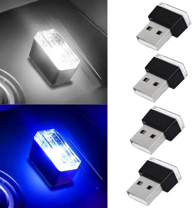 Main image of 4PCS USB LED Car Interior Atmosphere Lamp (White+Blue)