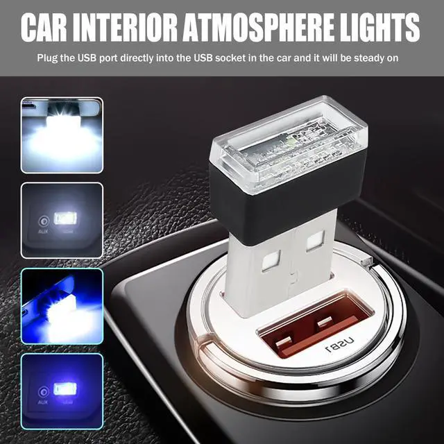 Alt view image 2 of 6 - 4PCS USB LED Car Interior Atmosphere Lamp (White+Blue)