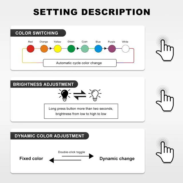 Alt view image 3 of 6 - 2 PCS USB Type C LED Ambient Light, 8 Colors RGB Car Ambient Lights Adjustable Brightness Night Lamp, 5V Plug-In Smart USB Atmosphere Light for Vehicle Home Office