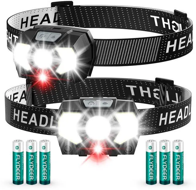 Main image of Headlamp 2 Pack,1500 Lumen Bright LED Head Lamp with 7 Modes, Head Lights for Forehead with Red Light, IPX5 Waterproof Head Light for Adults and Kids Camping Running, 6AAA Batteries Included