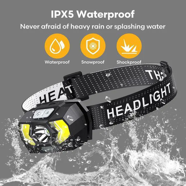 Alt view image 6 of 7 - Headlamp 2 Pack,1500 Lumen Bright LED Head Lamp with 7 Modes, Head Lights for Forehead with Red Light, IPX5 Waterproof Head Light for Adults and Kids Camping Running, 6AAA Batteries Included