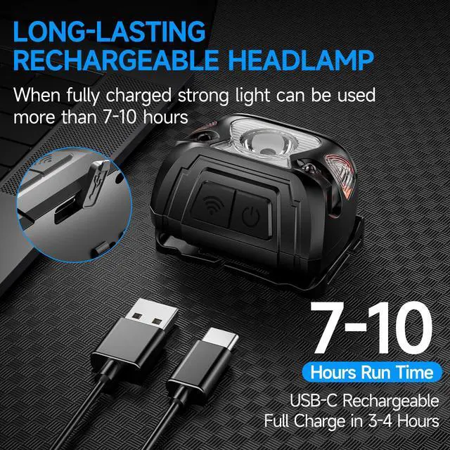 Alt view image 3 of 7 - 2 Sets High-End Comfortable Camping & Work Headlamp, Long Endurance Lighting 12 Hours, 1000+ LM High Brightness, IPX5 Waterproof, Suitable For Fishing, Running, Maintenance And Other Scenarios