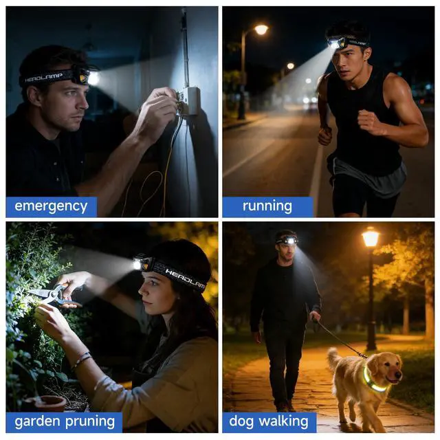 Alt view image 7 of 7 - 2 Sets High-End Comfortable Camping & Work Headlamp, Long Endurance Lighting 12 Hours, 1000+ LM High Brightness, IPX5 Waterproof, Suitable For Fishing, Running, Maintenance And Other Scenarios