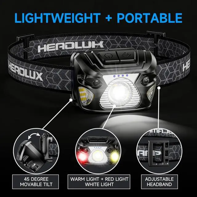 Alt view image 5 of 7 - 2 Sets High-End Comfortable Camping & Work Headlamp, Long Endurance Lighting 12 Hours, 1000+ LM High Brightness, IPX5 Waterproof, Suitable For Fishing, Running, Maintenance And Other Scenarios