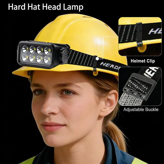 Alt view image 6 of 7 - Head Lamps Led Rechargeable, USB C Headlamp with 5 Modes 120° Adjustable IPX6 Waterproof LED Head Lights for Forehead Camping Hiking Running Fishing Hard Hat