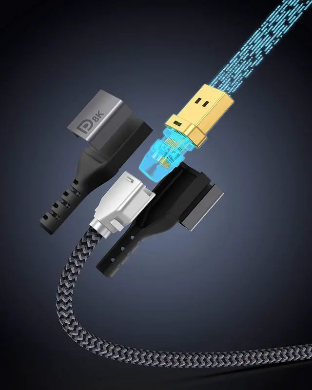 Alt view image 3 of 6 - VESA Certified DisplayPort Cable 1.4, 8K 10ft/ 3M DP Cable Cord (8K@60Hz, 4K@144Hz, 1080P@240Hz) Display Port HBR3 32.4Gbps, HDCP 2.2 for Odyssey G9 CHG90, PC, Laptop, TV Gaming Monitor - Grey
