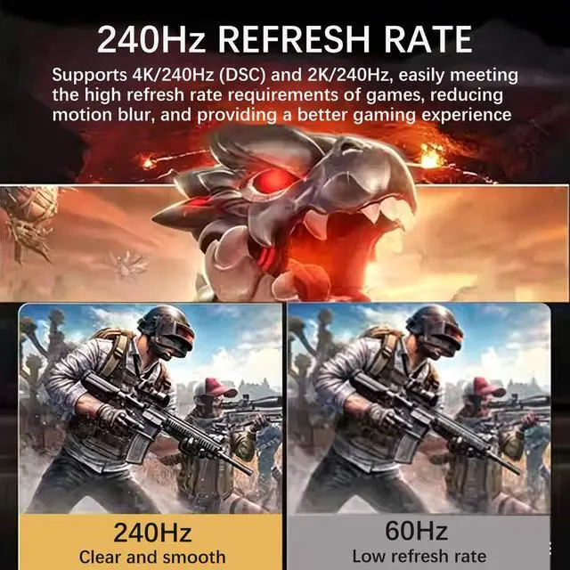 Alt view image 2 of 6 - DisplayPort Cable 1.4,8K DP Cable 6.6ft (8K@60Hz, 4K@240Hz, 2K@1800Hz) HBR3 Support 32.4Gbps, HDR, Braided Display Port for Gaming Monitor, Graphics, PC (2M)