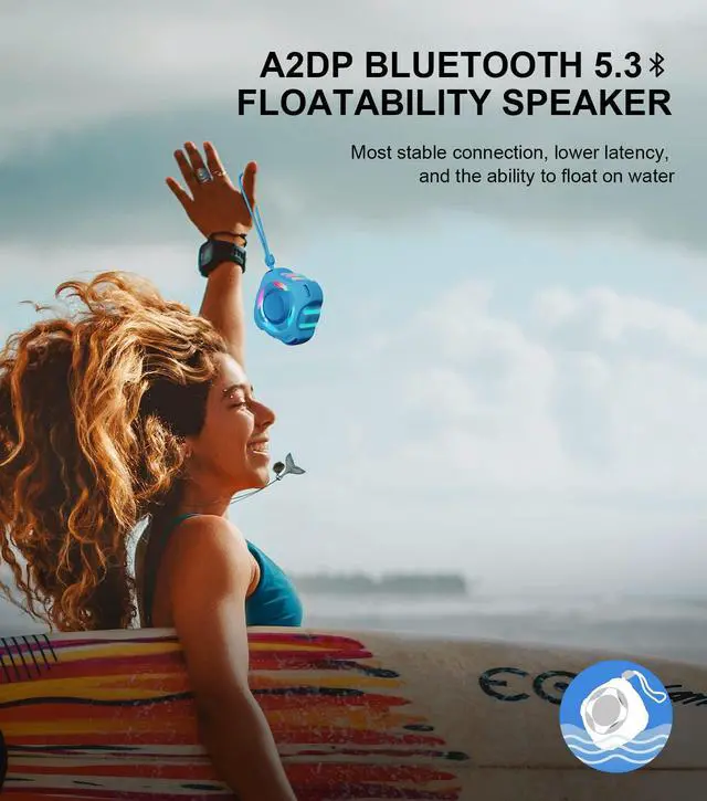 Alt view image 6 of 7 - Shower Bluetooth Speaker, IPX7 Waterproof Speaker with LED Light