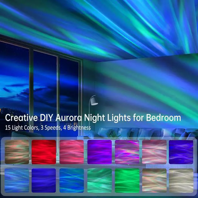 Alt view image 2 of 7 - Northern Lights Projector, Galaxy Projector Night Light with Remote Control& Timer Function, Sleep Aid, Aurora Ceiling Projector Light for Bedroom Decor, Christmas Gift for Kids, Adults