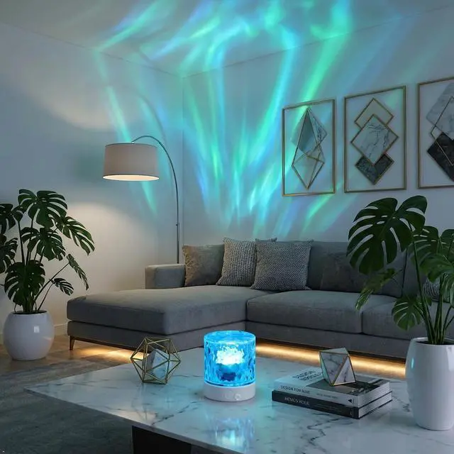 Alt view image 2 of 5 - Rechargeable Cordless LED Shower Light, 3D Ocean Wave Water Ripple Projector for Bathroom Bathtub Spa (New Upgrade)