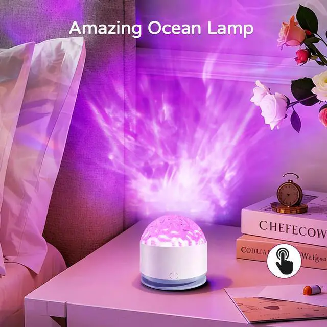 Alt view image 6 of 7 - Ocean Wave Projector Light, Rechargeable 16 Color Ocean Lamp Ambient Lighting Night Light Projector Mood Lighting with Dimmable & Remote for Kids Bedroom Teen Girl Gift Room Decor