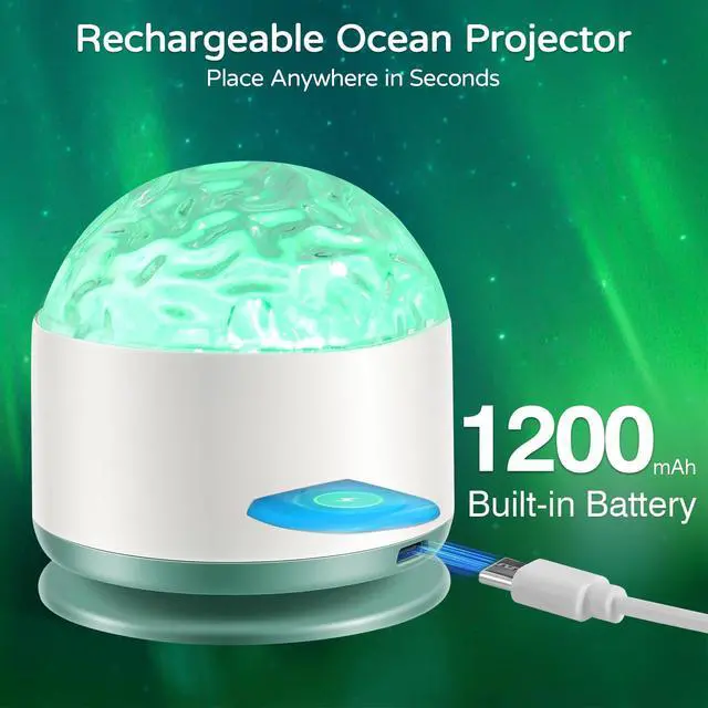 Alt view image 5 of 7 - Ocean Wave Projector Light, Rechargeable 16 Color Ocean Lamp Ambient Lighting Night Light Projector Mood Lighting with Dimmable & Remote for Kids Bedroom Teen Girl Gift Room Decor
