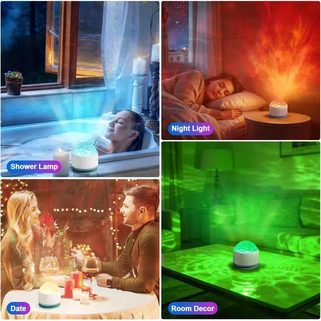 Alt view image 7 of 7 - Ocean Wave Projector Light, Rechargeable 16 Color Ocean Lamp Ambient Lighting Night Light Projector Mood Lighting with Dimmable & Remote for Kids Bedroom Teen Girl Gift Room Decor