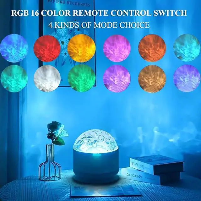 Alt view image 2 of 7 - 2 in 1 Northern Lights Projector, 16 Color Aurora Night Light Projector,Remote Galaxy Light Projector,USB Recharge Ocean Wave Projector for Playroom Birthday Kids Teen Gift (Aurora & Wave)