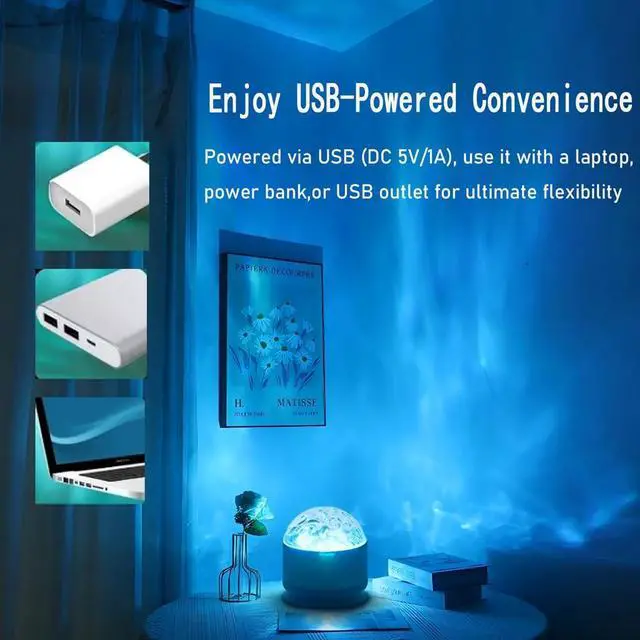 Alt view image 5 of 7 - 2 in 1 Northern Lights Projector, 16 Color Aurora Night Light Projector,Remote Galaxy Light Projector,USB Recharge Ocean Wave Projector for Playroom Birthday Kids Teen Gift (Aurora & Wave)