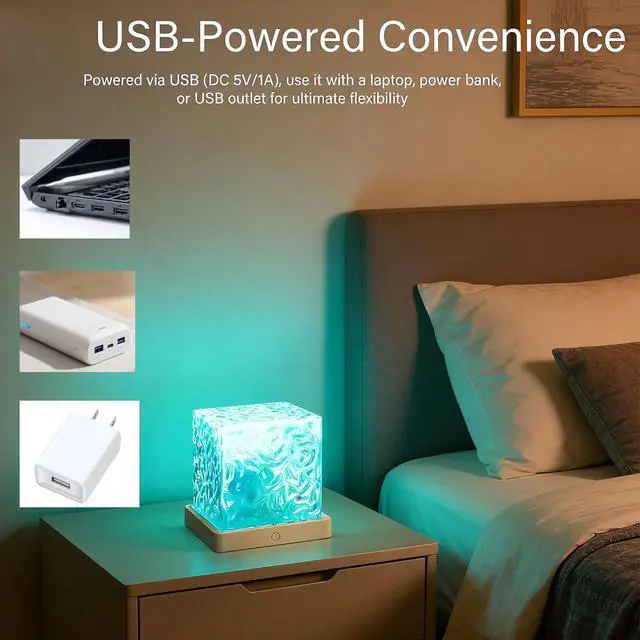 Alt view image 5 of 7 - Ocean Wave Projector Light, 16 Colors Changeable Lamp with Remote, 3D Holographic Water Ripple, Romantic Ambient Lighting for Meditation, Relaxation, Bathroom, Night Light