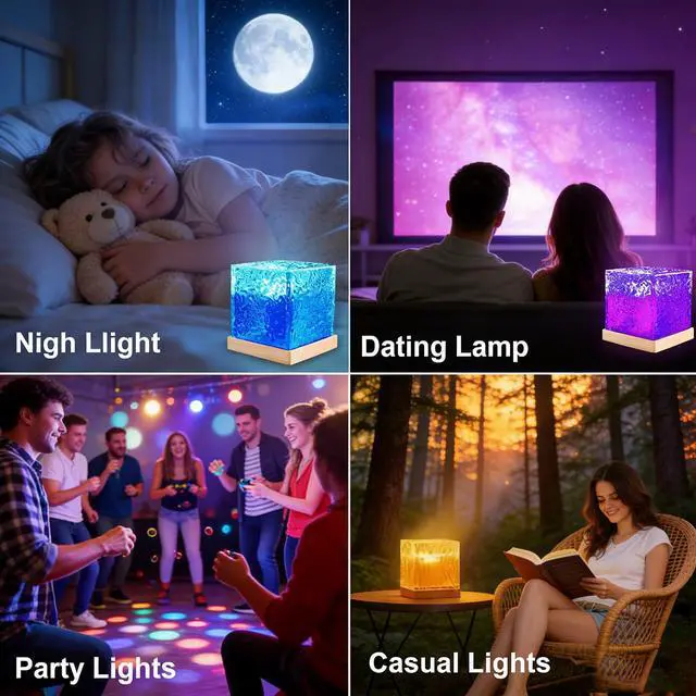 Alt view image 6 of 7 - Ocean Wave Projector Light, 16 Colors Changeable Lamp with Remote, 3D Holographic Water Ripple, Romantic Ambient Lighting for Meditation, Relaxation, Bathroom, Night Light