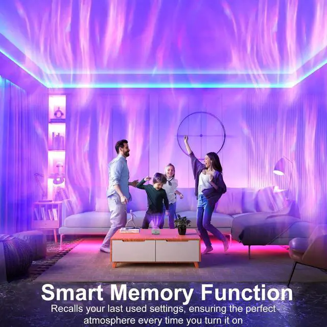 Alt view image 7 of 7 - Northern Light Projector, Battery Operated Aurora Night Light, 16 Colors Galaxy Lamp Ocean Wave Ceiling Projector Mood Ambient Lighting for Bedroom Party Adults Kids Room Toddler Girl Gift