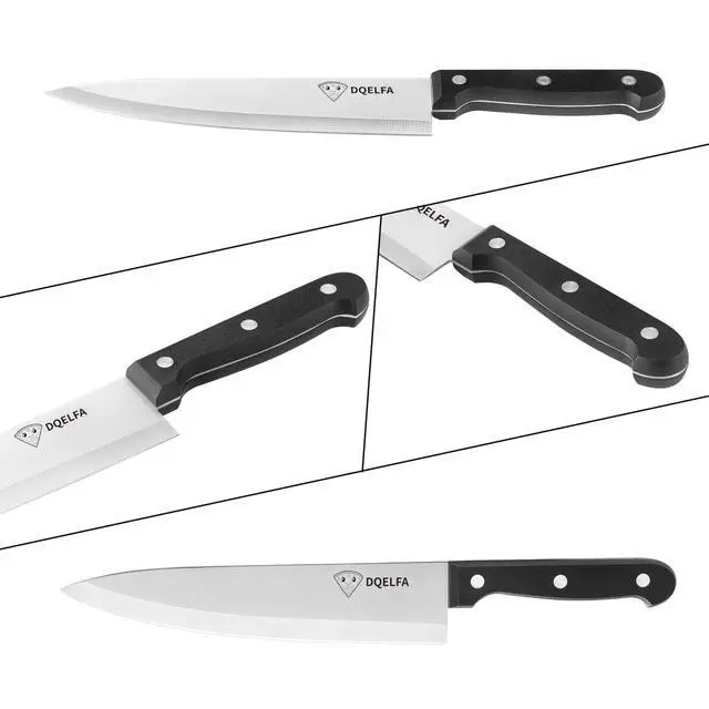 Alt view image 2 of 7 - 6 Piece Kitchen Knife Set, Stainless Steel Knife Set With Ergonomic Handle, Rustproof, Dishwasher Safe (Black, Fun Food Icons)
