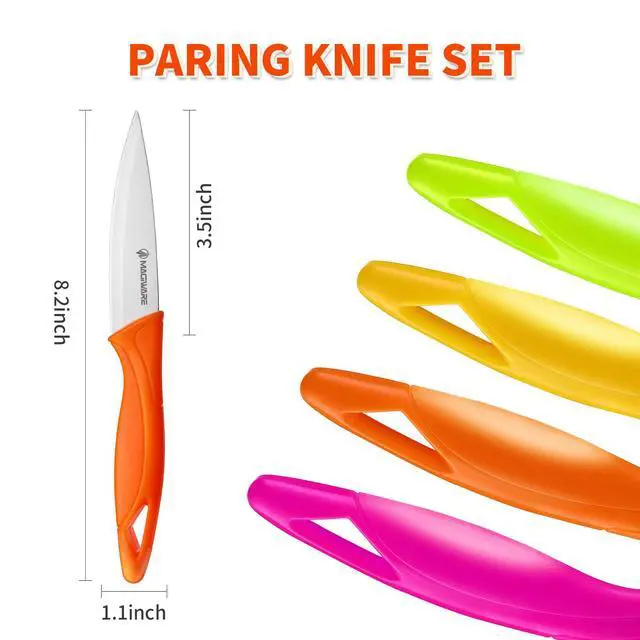 Alt view image 7 of 7 - Paring Knife, 8PCS Paring Knife Set with Cover, Small Kitchen Vegetable Fruit Knives, 3.5 Inch Ultra Sharp PP Handle