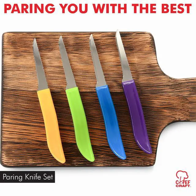 Alt view image 2 of 6 - Select Paring Knife Set, 2.5 inch blade 6 inch in length 4 piece set, Assorted
