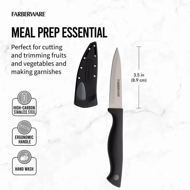 Alt view image 3 of 7 - Edgekeeper 3.5-Inch Paring Knife with Self-Sharpening Blade Cover, High Carbon-Stainless Steel Kitchen Knife with Ergonomic Handle, Razor-Sharp Knife, Black