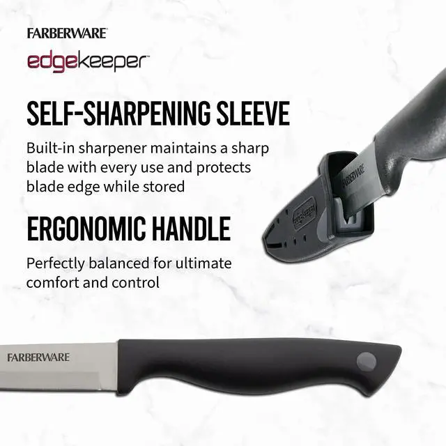 Alt view image 4 of 7 - Edgekeeper 3.5-Inch Paring Knife with Self-Sharpening Blade Cover, High Carbon-Stainless Steel Kitchen Knife with Ergonomic Handle, Razor-Sharp Knife, Black