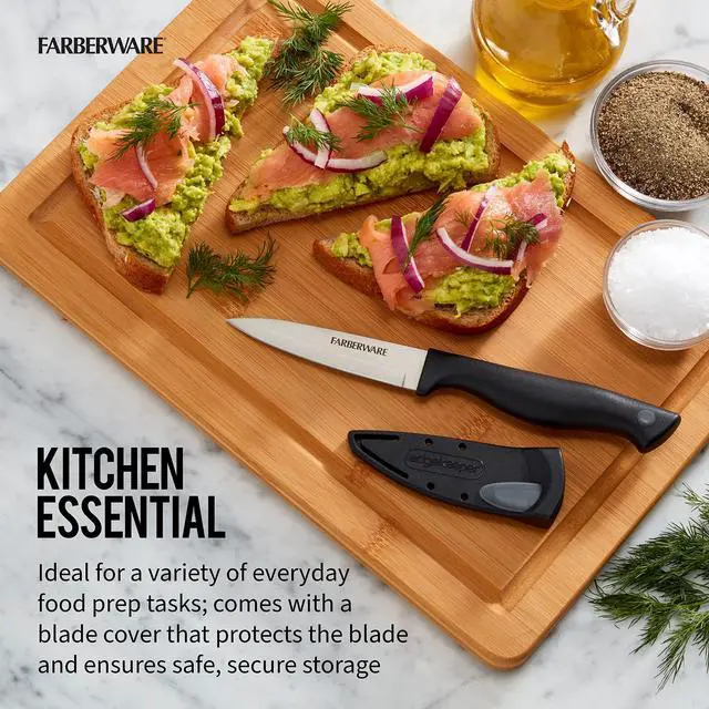 Alt view image 6 of 7 - Edgekeeper 3.5-Inch Paring Knife with Self-Sharpening Blade Cover, High Carbon-Stainless Steel Kitchen Knife with Ergonomic Handle, Razor-Sharp Knife, Black