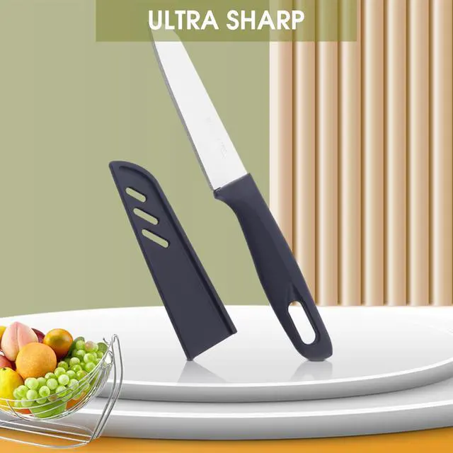 Alt view image 2 of 7 - Paring knife 10 Set pieces Paring Knives Ultra Sharp Vegetable and Fruit Knife with Sheath Cover,Rust Proof Stain Resistant German Steel Small Kitchen Knife 10PCS Peeling Knives and 10PCS Knife Sheath