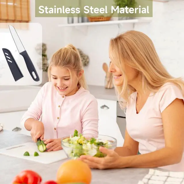 Alt view image 4 of 7 - Paring knife 10 Set pieces Paring Knives Ultra Sharp Vegetable and Fruit Knife with Sheath Cover,Rust Proof Stain Resistant German Steel Small Kitchen Knife 10PCS Peeling Knives and 10PCS Knife Sheath