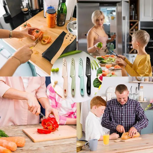 Alt view image 6 of 7 - Paring knife 10 Set pieces Paring Knives Ultra Sharp Vegetable and Fruit Knife with Sheath Cover,Rust Proof Stain Resistant German Steel Small Kitchen Knife 10PCS Peeling Knives and 10PCS Knife Sheath