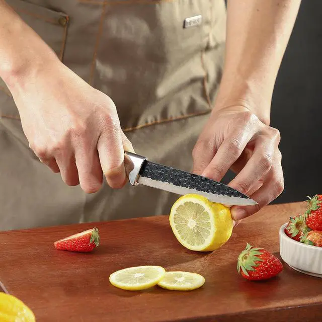 Alt view image 5 of 7 - 3PCS Chef Knife, Little Cook Chef Knife Set, Includes 7 inch Chef Knife, 7 inch Cleaver Knife and 4.5 inch Boning Knife, Premium Stainless Steel With Ergonomic Plastic Handle (Blackening technique)